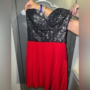 B Darlin Strapless Black and Red Dress